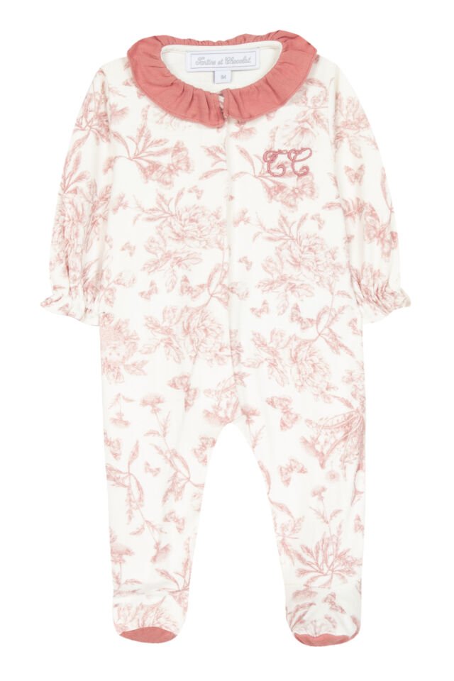 Çiçek Desenli Tulum Toile de Jouy Rose thé - 1M