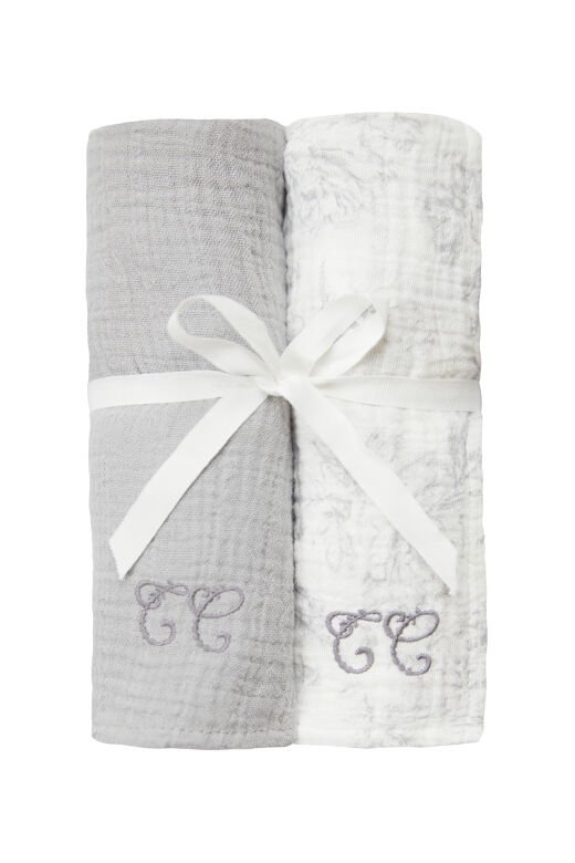 Toile de Jouy Omuz Mendili Gris Clair - Açık gri - TU