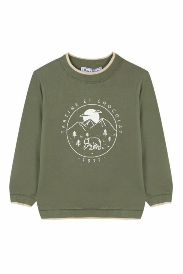 dağ temalı SWEATSHIRT Haki yeşil - 8Y