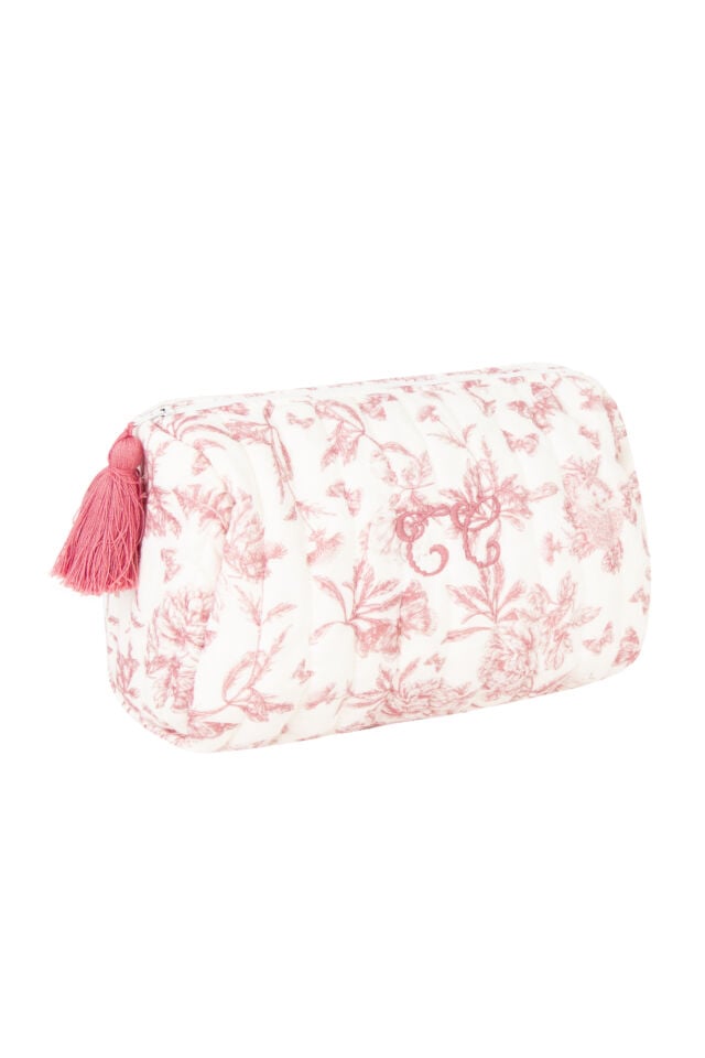 TUVALET ÇANTASI Toile de Jouy Rose thé - TU