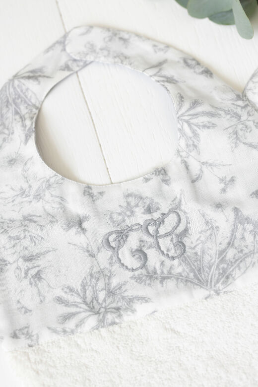 Mama Önlüğü Toile de Jouy Gris clair rayé - T1