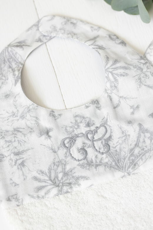 Mama Önlüğü Toile de Jouy Gris clair rayé - T1