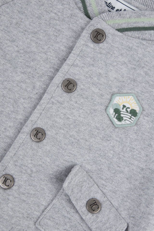 Sweat-Ceket Gris clair rayé - 2Y