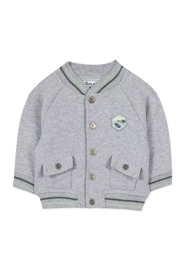 Sweat-Ceket Gris clair rayé - 3Y