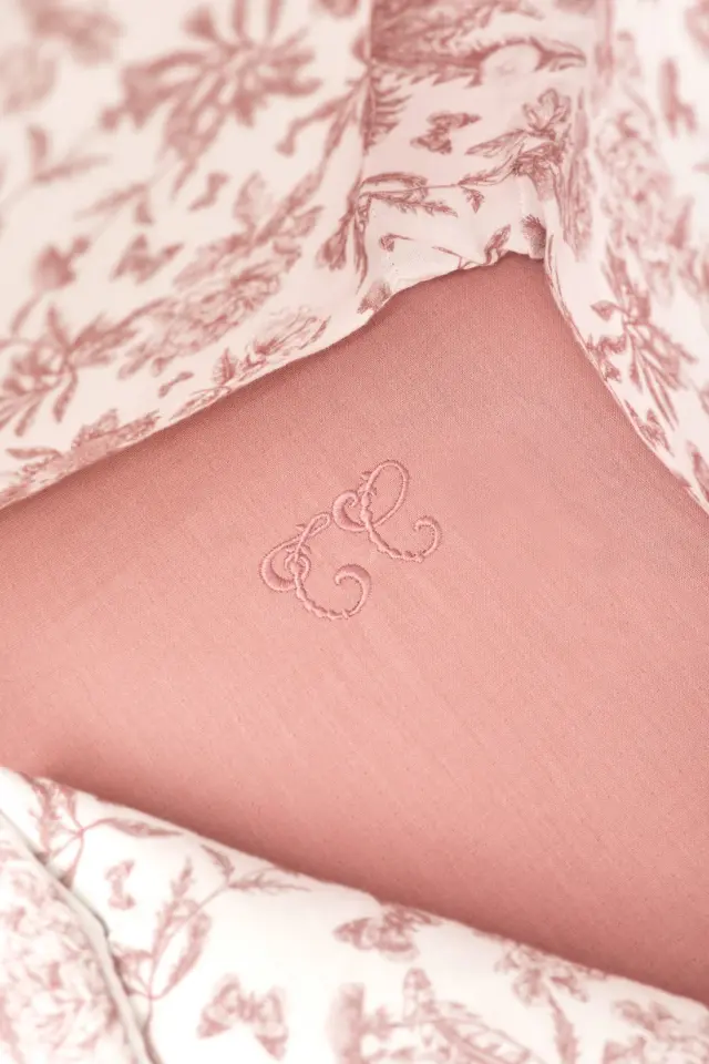 Çarşaf Toile de Jouy Rose thé - TU