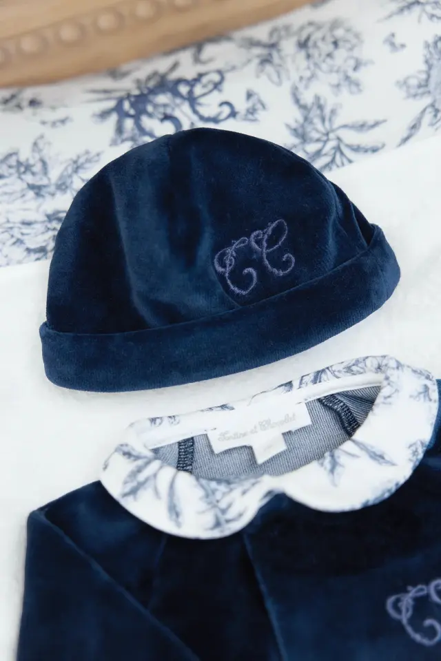 Kadife Şapka Toile de Jouy Marine - T2