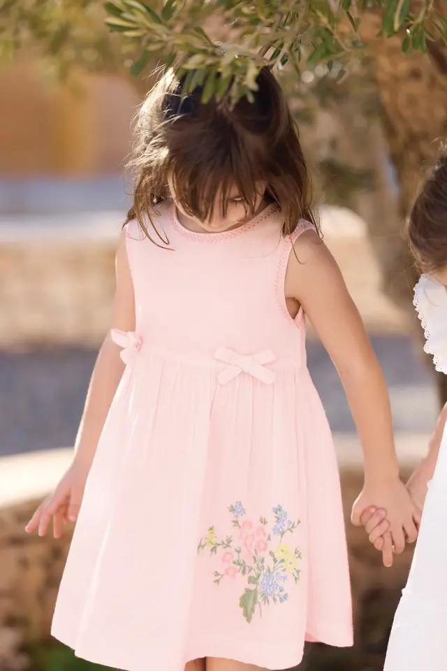 Çiçek Nakışlı Elbise Rose pâle - 18M