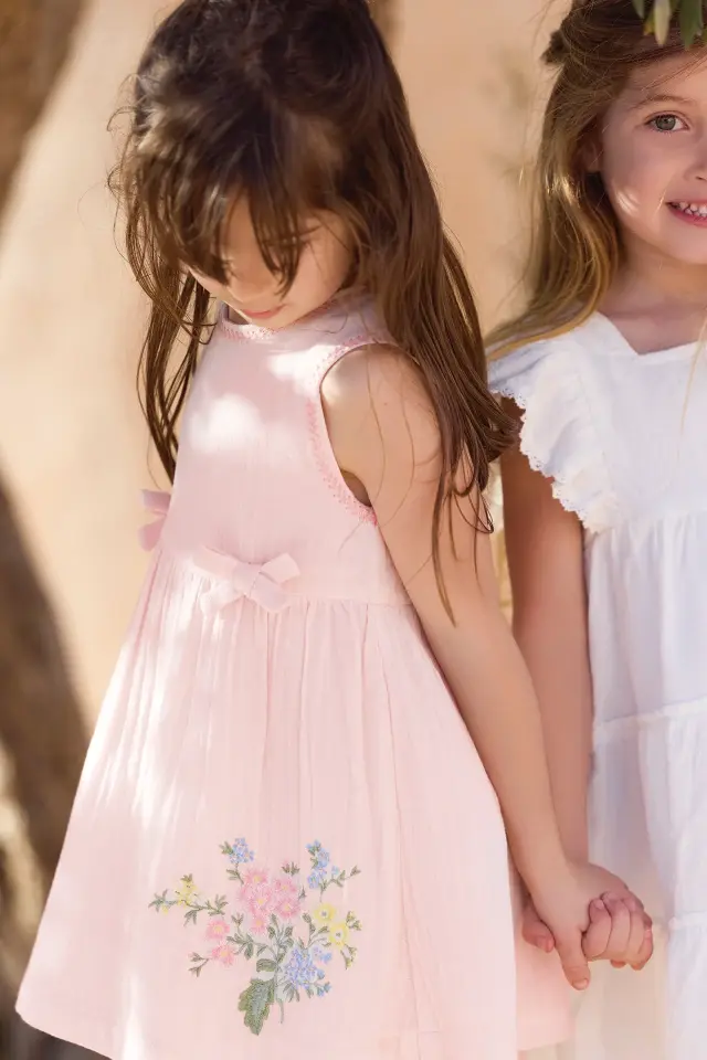 Çiçek Nakışlı Elbise Rose pâle - 1Y