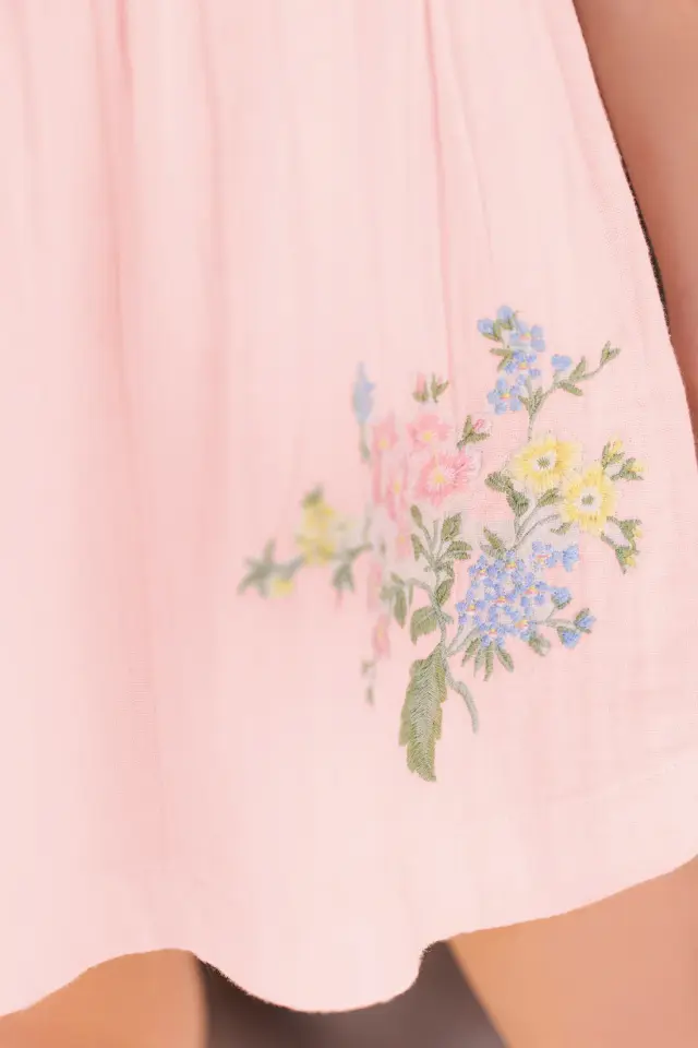 Çiçek Nakışlı Elbise Rose pâle - 1Y