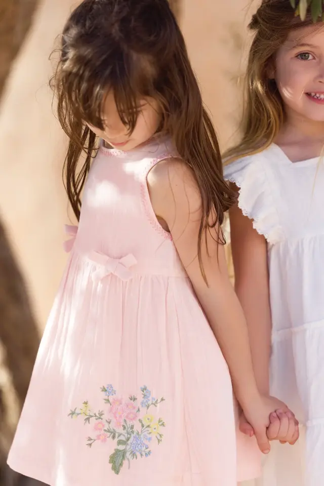 Çiçek Nakışlı Elbise Rose pâle - 3Y