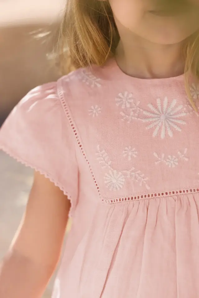 Kısa Kollu Coton Elbise Rosée - 4Y