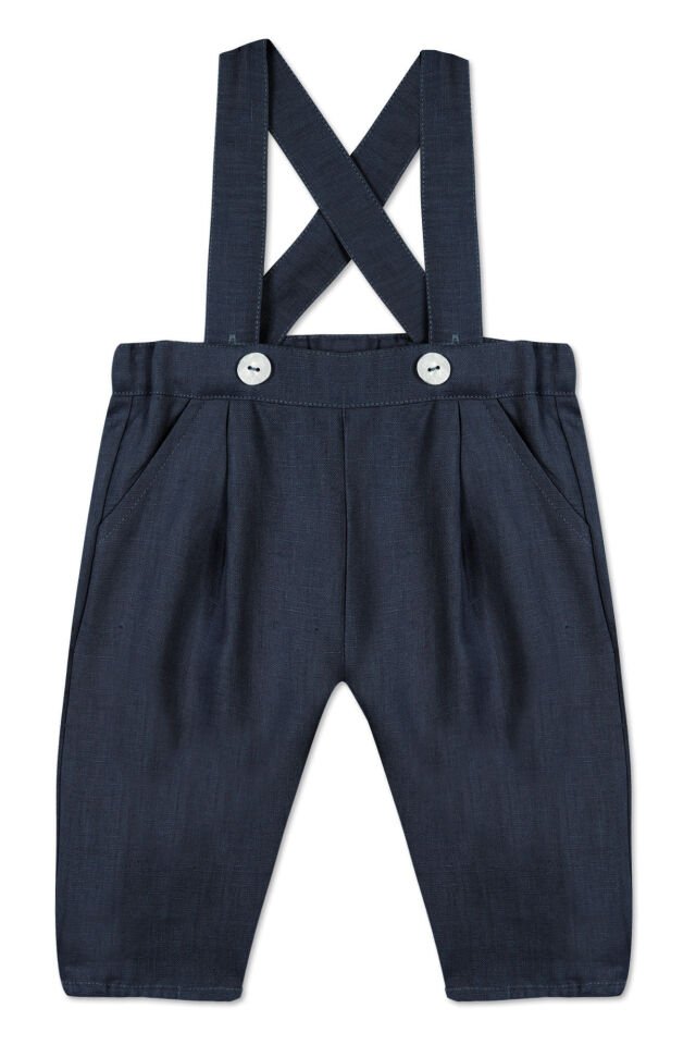 Askılı Keten Pantalon Moka chiné - Moka - 1Y