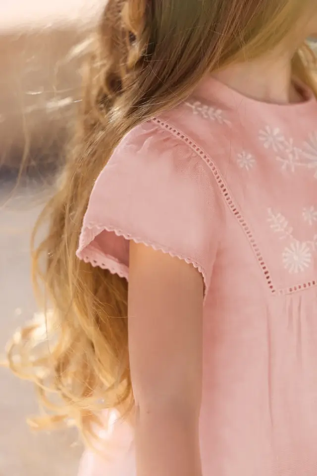 Kısa Kollu Coton Elbise Rosée - 6M