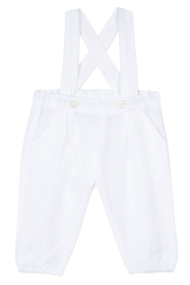 Askılı Keten Pantalon Blanc - Beyaz - 3M