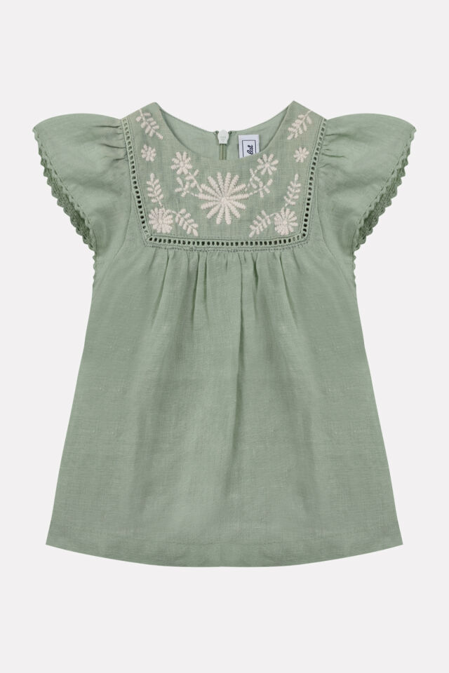 Kısa Kollu Coton Elbise Sauge - 4Y