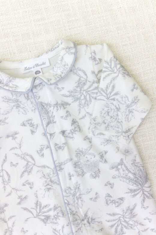 Çiçek Desenli Tulum Toile de Jouy Lacivert - NAI