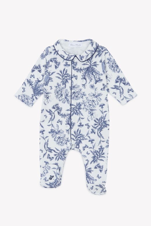 Çiçek Desenli Tulum Toile de Jouy Lacivert - NAI
