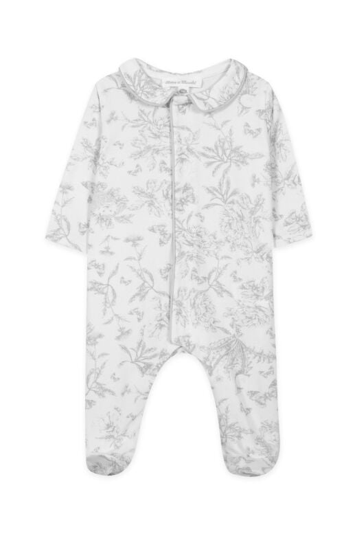 Çiçek Desenli Tulum Toile de Jouy Gris clair rayé - 1M