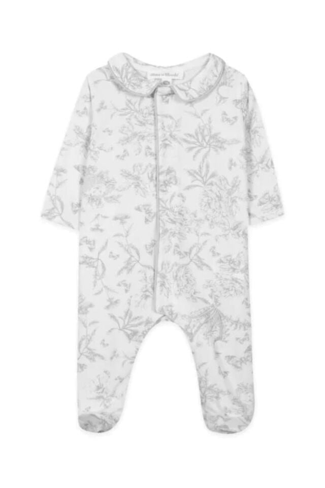 Çiçek Desenli Tulum Toile de Jouy Gris clair rayé - NAI