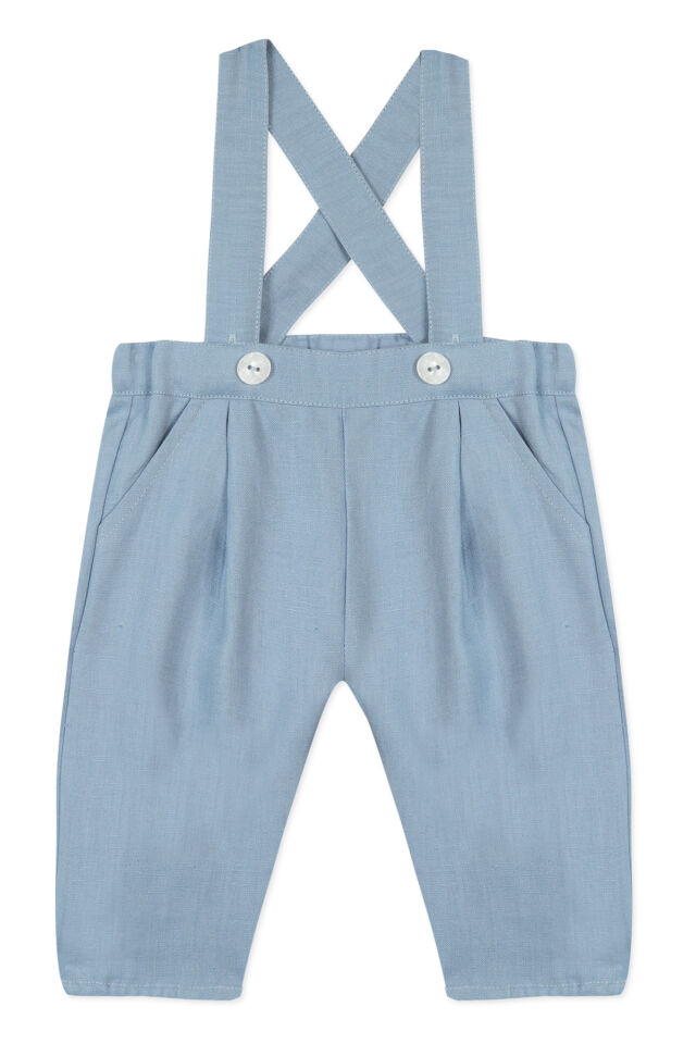 Askılı Keten Pantolon Mavi - 3Y
