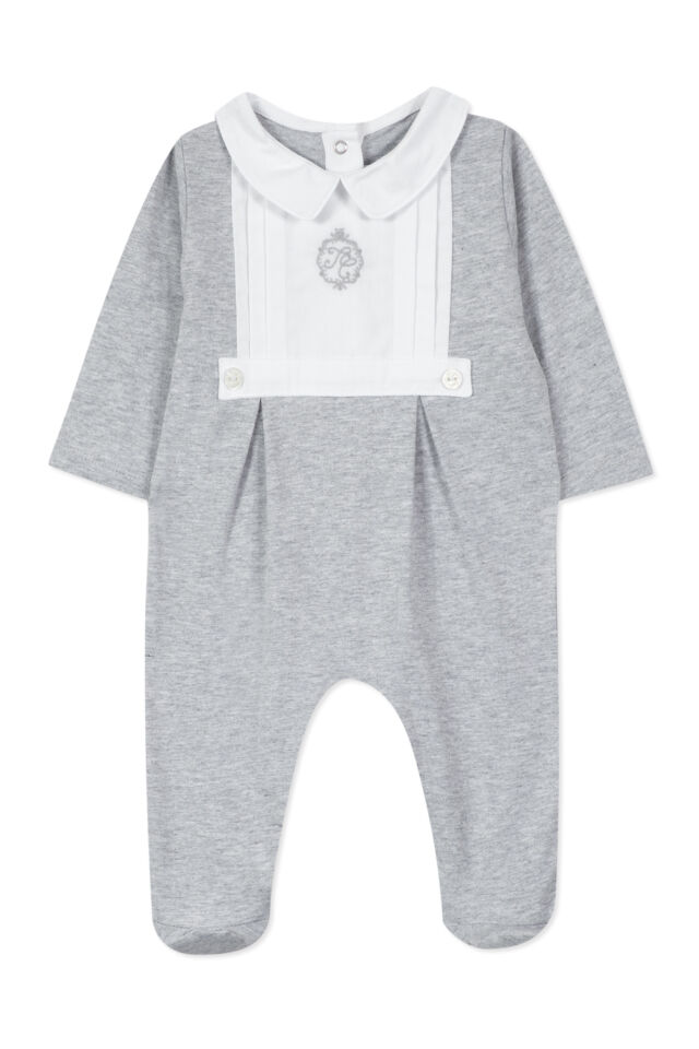 İnce Koton Tulum Gris clair rayé - 9M