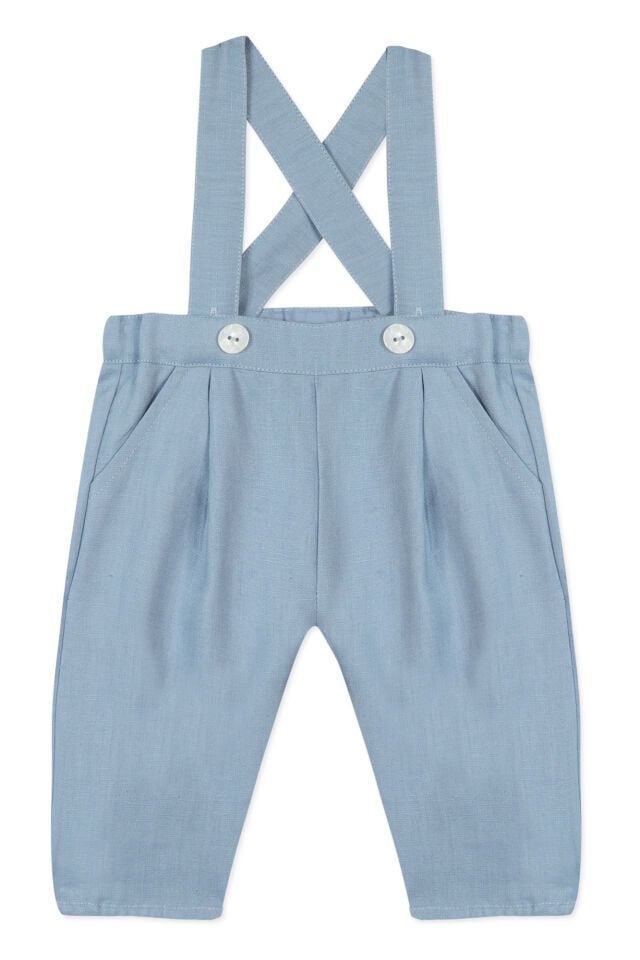 Askılı Keten Pantalon Mavi - Nuage - Nuage chiné - 6M