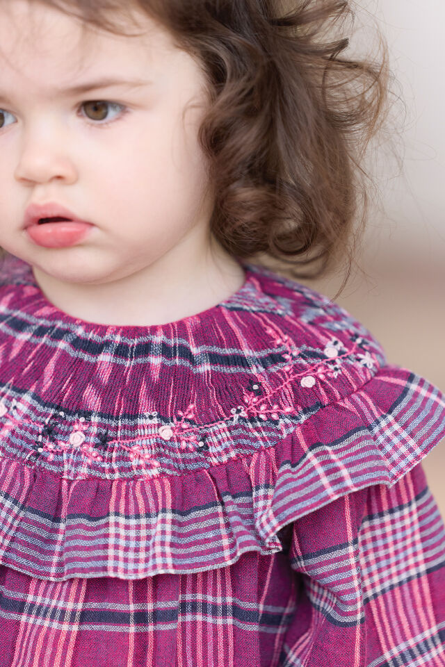 Kareli Elbise Bordo - 2Y