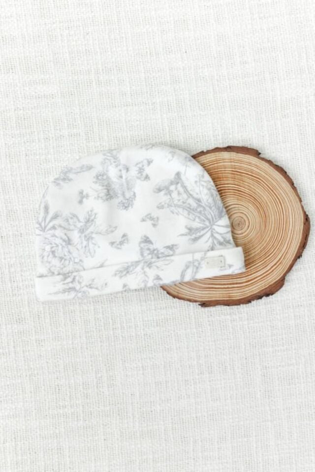 Çiçek Desenli Bone Toile de Jouy Gris clair rayé - T2