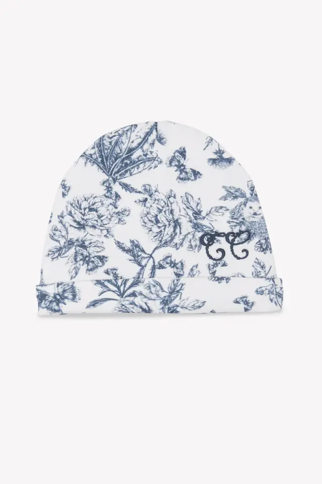 Çiçek Desenli Bone Toile de Jouy Marine - T2