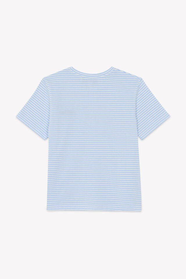 Kısa Kollu Çizgili T.Shirt Mavi - Nuage - Nuage chiné - 5Y