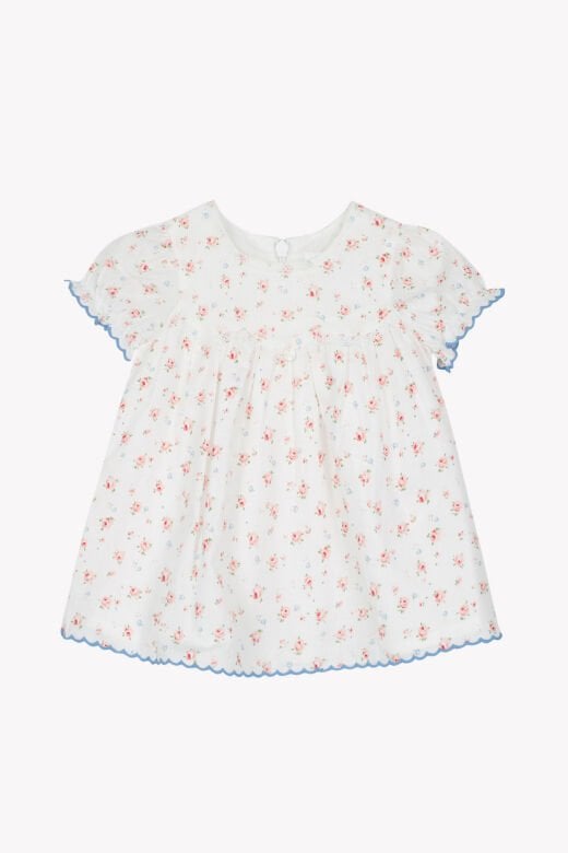 Çiçek desenli coton Elbise Nacre - Ekru - 1Y