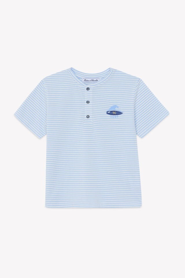 Kısa Kollu Çizgili T-Shirt Mavi - 6Y