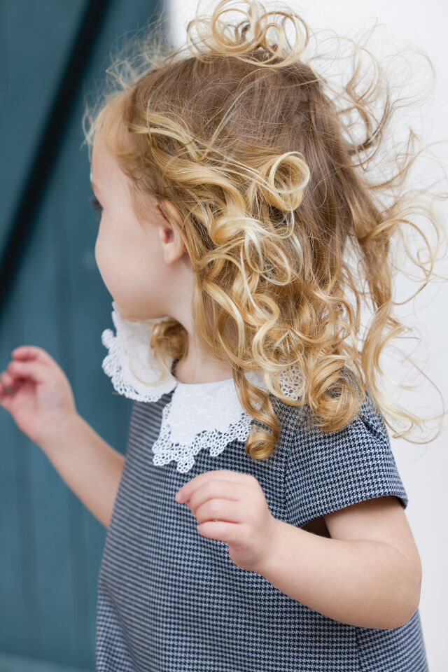 Dantel Yakalı Elbise Lacivert - 3Y