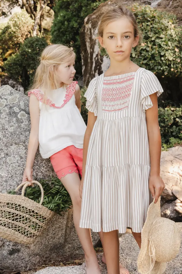 Çizgili Elbise Châtaigne - 4Y