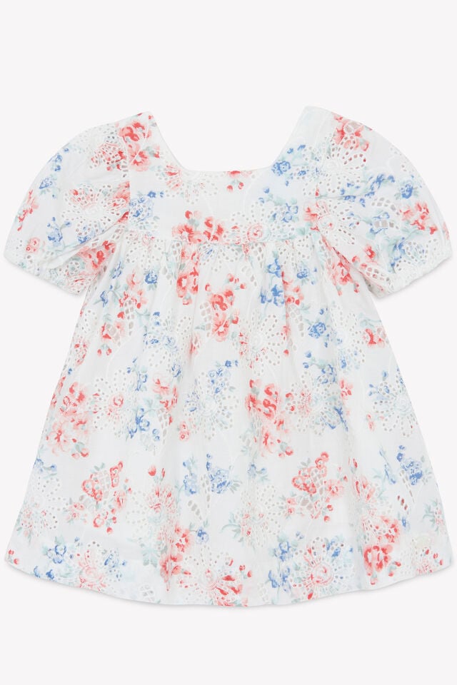 Çiçek Desenli Elbise Blanc - 4Y