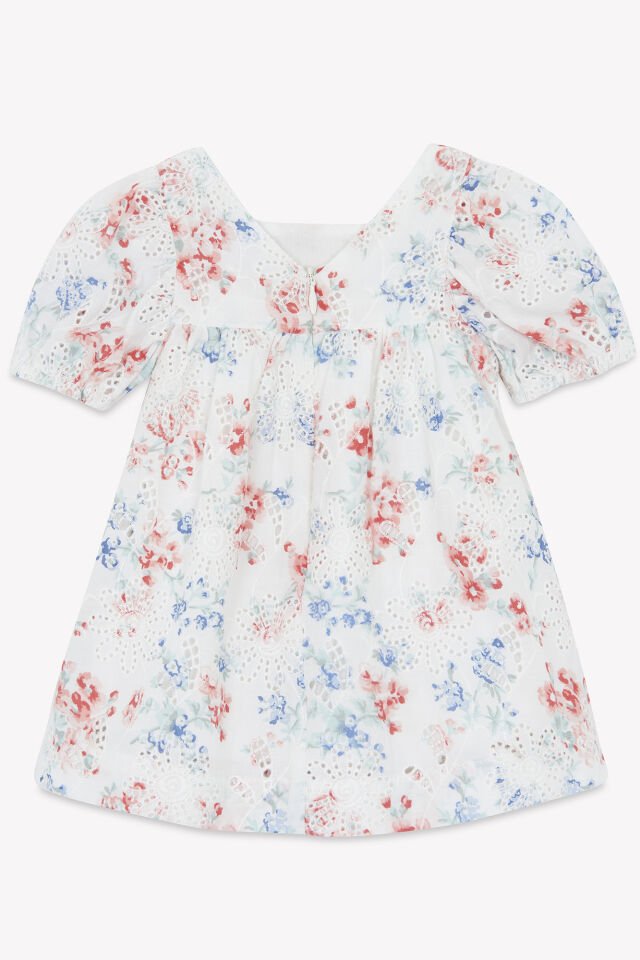 Çiçek Desenli Elbise Blanc - 4Y