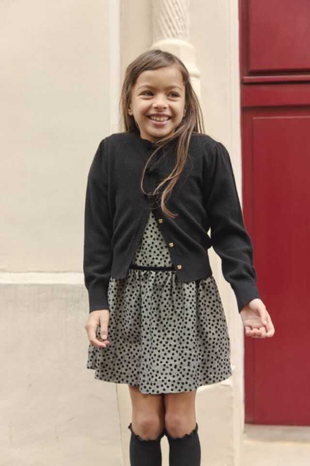 mini puanlı şık Elbise Siyah - 5Y