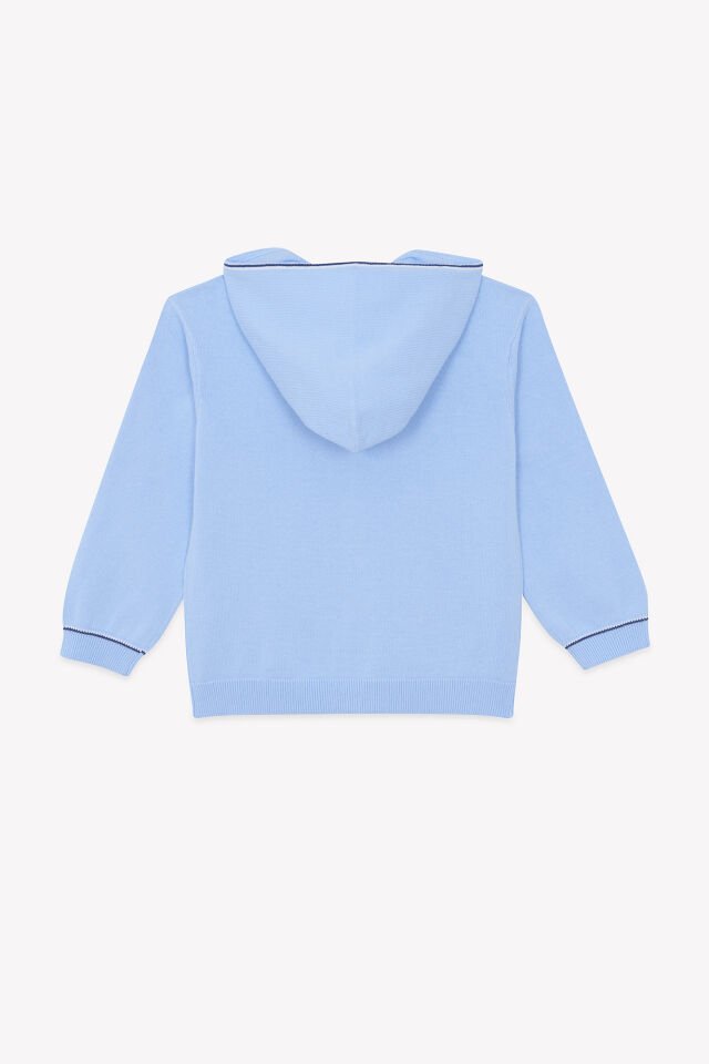 Kapüşonlu Fermuarlı Hırka Mavi - Nuage - Nuage chiné - 5Y