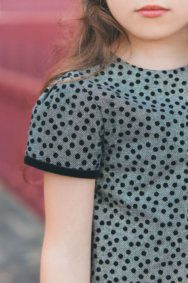 mini puanlı şık Elbise Siyah - 6Y