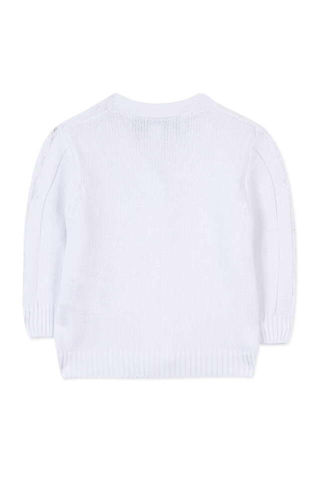Düz Renk Triko Hırka Blanc - 4Y