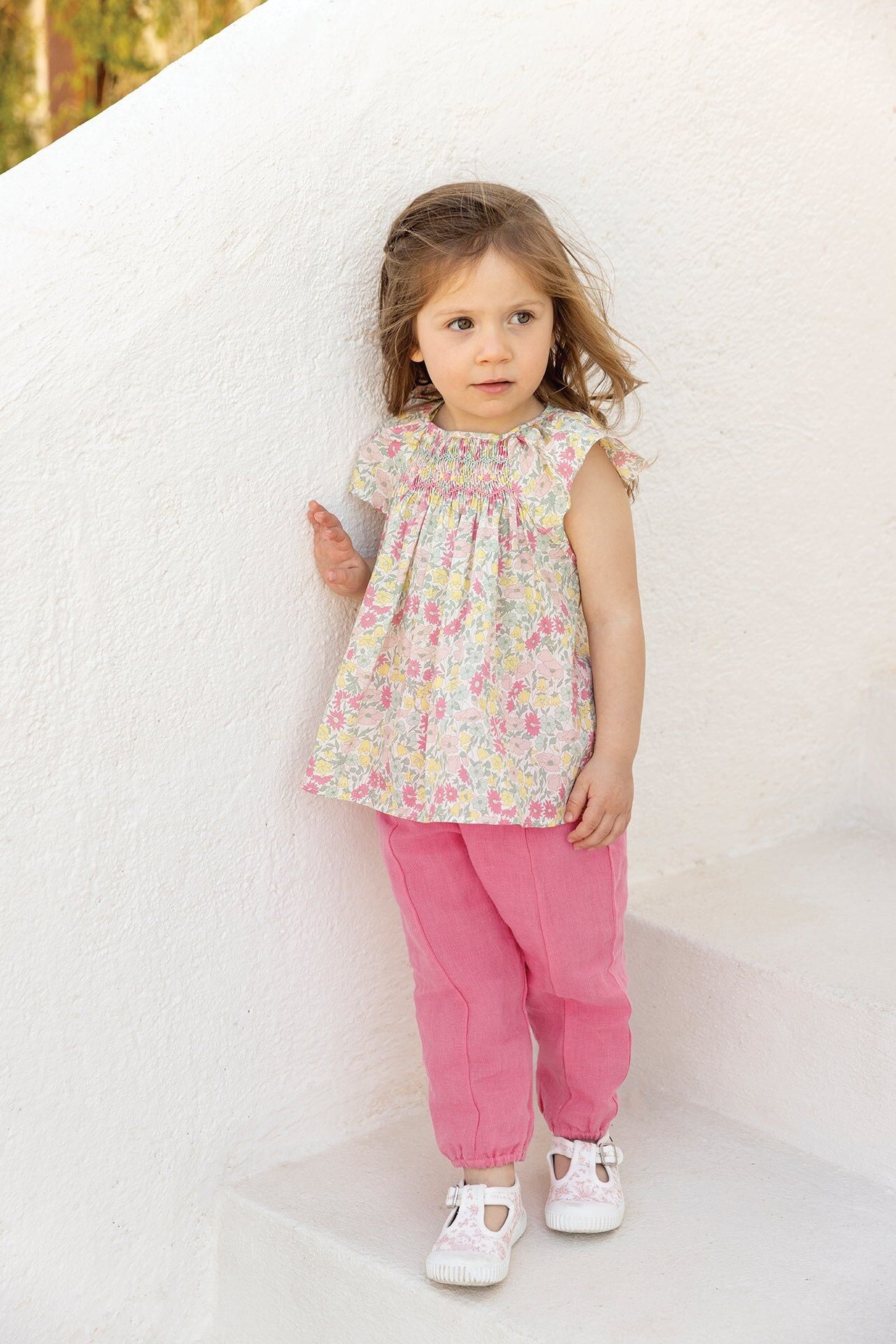Düz Renk Keten Pantalon Bougainvillier - 4Y