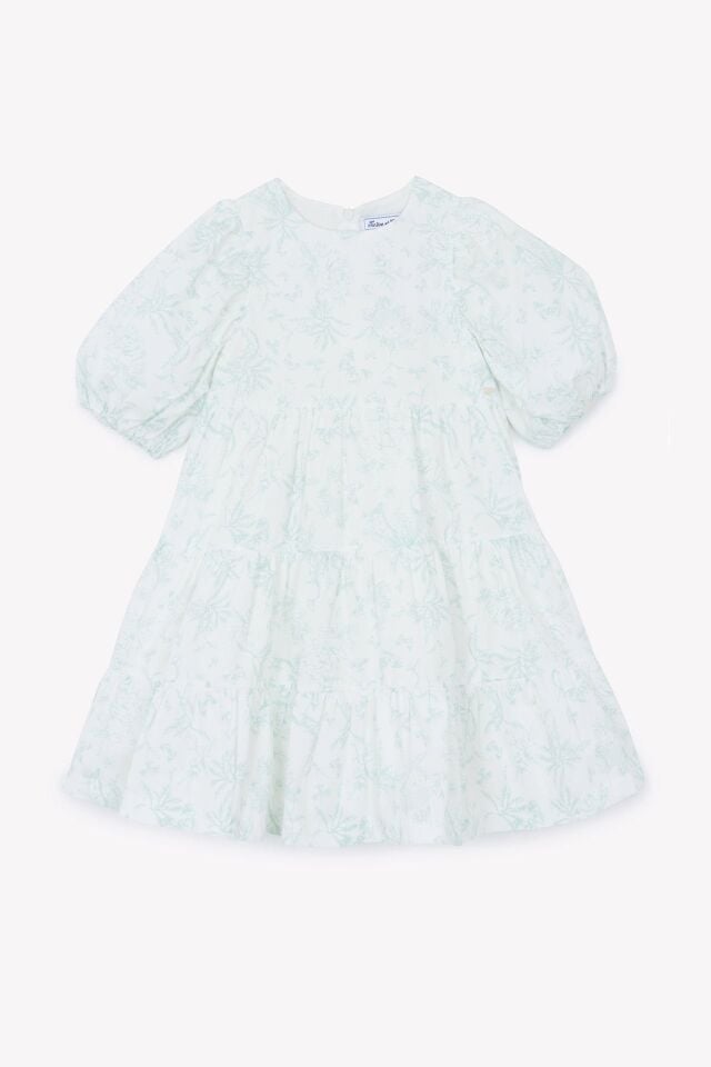 Kısa Kollu Coton Elbise Yeşil - 6Y