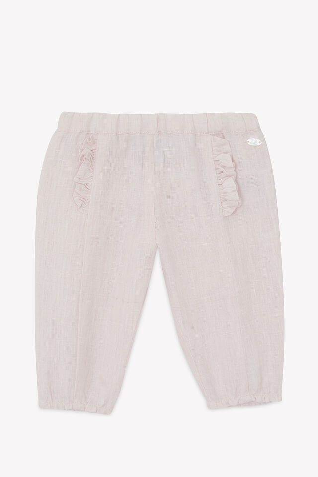 Düz Renk Keten Pantalon Rose pâle - 3Y