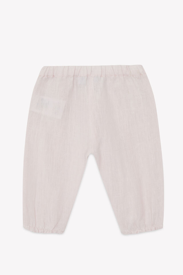 Düz Renk Keten Pantalon Rose pâle - 3Y
