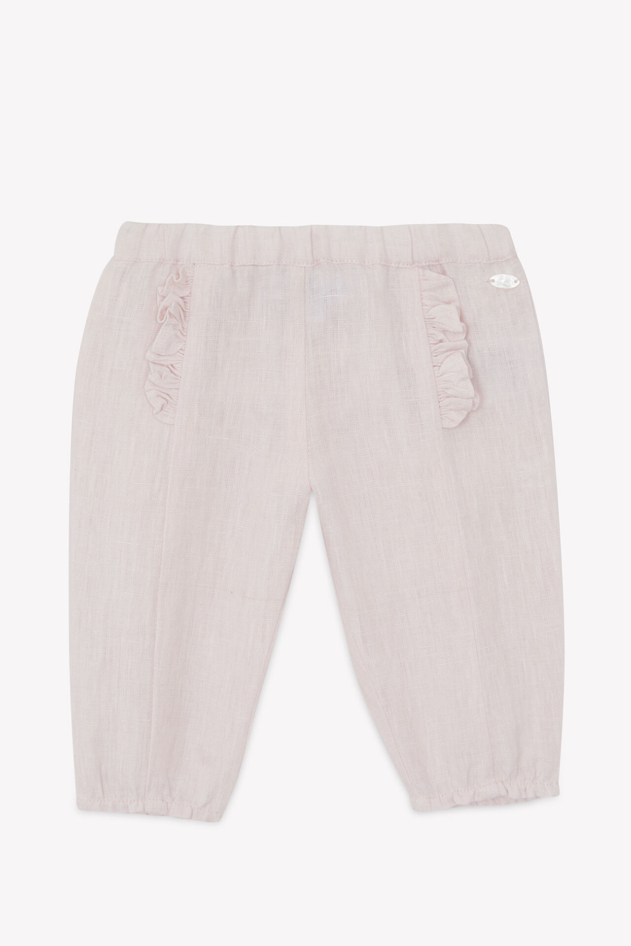 Düz Renk Keten Pantolon Rose pâle - 4Y