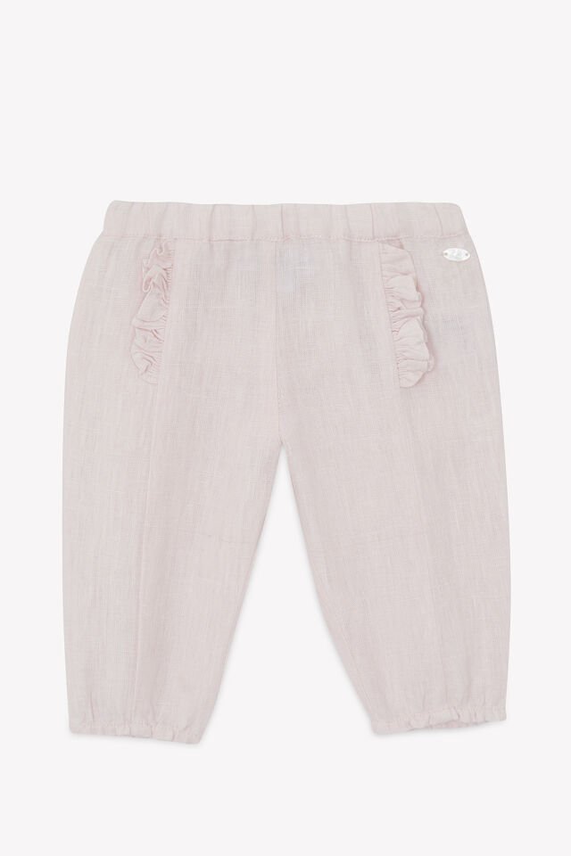 Düz Renk Keten Pantalon Rose pâle - Soft pembe - 4Y