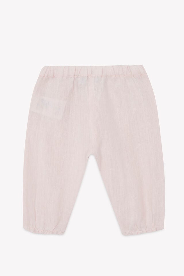 Düz Renk Keten Pantalon Rose pâle - Soft pembe - 4Y
