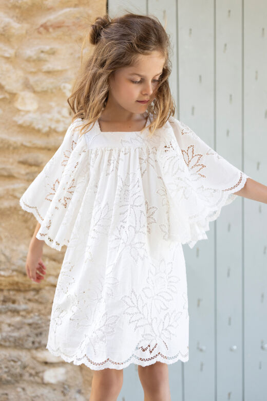 Dantel Yakalı T-Shirt Blanc - 4Y