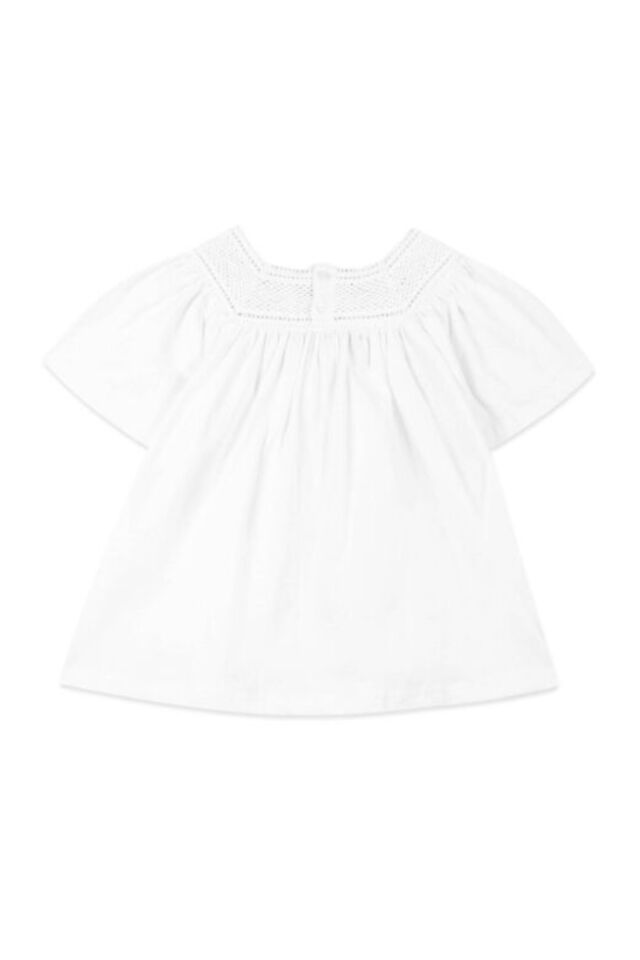 Dantel Yakalı T-shirt Beyaz - 6Y