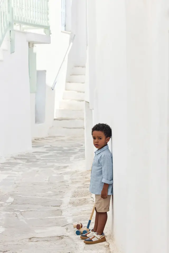 Düz Renk Coton Şort Sable - 2Y